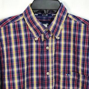Wrangler Classic Plaid Button Down Shirt Mens Large Red Blue‎ Yellow ME2016M